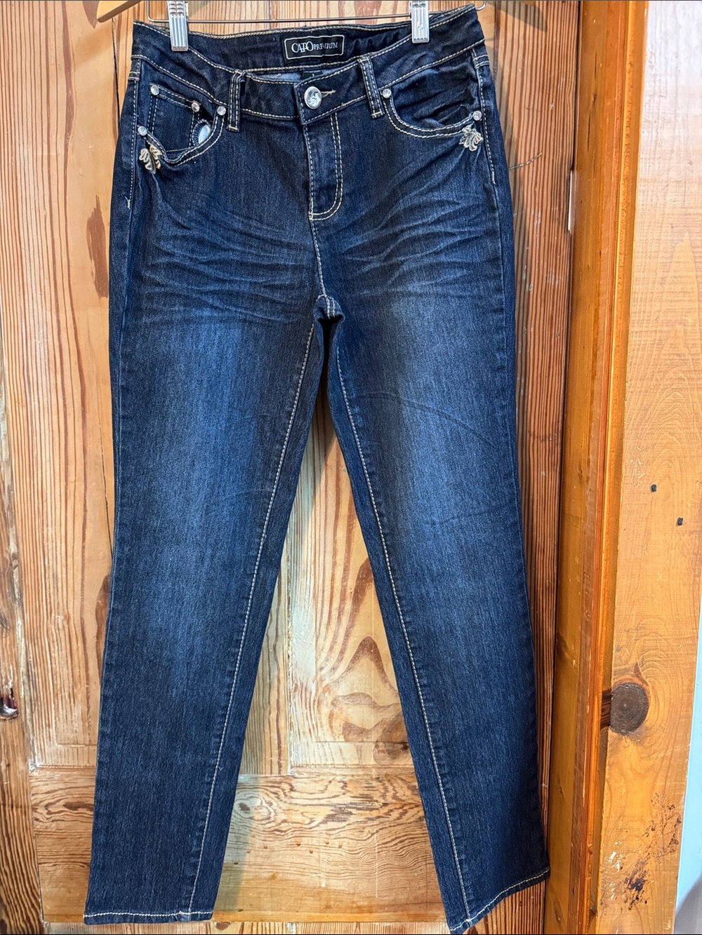 Cato premium 8 Dark Indigo Straight Jeans decorated pockets